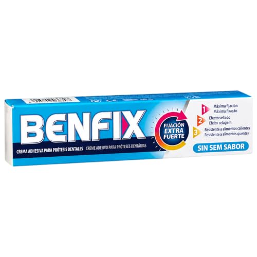 Benfix Adhesivo Prótesis Dentales 50 g – Crema Adhesiva Fijación Extra Fuerte, Sin Látex, Con Manzanilla y Salvia, Estable y Confortable para Prótesis Parciales y Completas