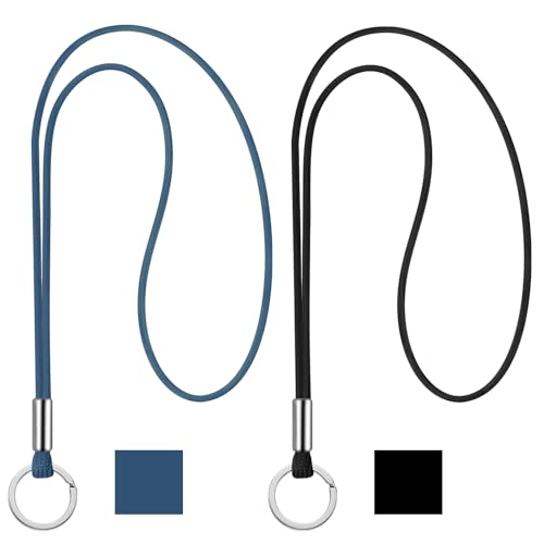 Nezyo 2 Stück Schlüsselband Lang Lanyard Schlüsselanhänger Umhängeband Lanyard Schlüsselband Schlüsselkette Band mit Ring für Schlüssel Ausweis Handy Kamera Lanyard (Schwarz und Blau)