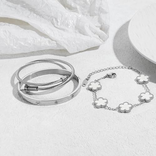 Gold Bracelets for Women 18K Gold Plated Love Friendship Bracelet With Cubic Zirconia Cuff Bangle Jewelry Set Witness the Gift of Love4