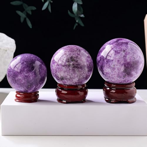 Pierre de lépidolite violette en sphère de 50mm, le cadeau d'astrologie idéal - 3
