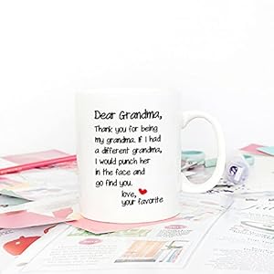 5Aup Mother's Day Funny Grandma Coffee Mug Christmas Gifts from Grandson Granddaughter, Dear Grandma, Thanks for Being... Love Your Favorite Cups 11 Oz, Birthday Present Idea for Grandmother 5Aup Mothers Day Funny Grandma Coffee Mug Christmas Gifts from Grandson Granddaughter Dear Grandma Thanks for Being Love Your Favorite Cups 11 Oz Birthday Present Idea for Grandmother