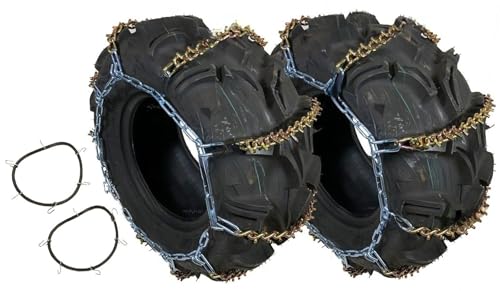 Suitable for ATV/UTV Tire Chains [25X10-12 26x10-12 V Bar Design] Compatible with Snow/Ice Conditions - Fits Most 2010-2024 Polaris/Can-Am/Yamaha Models (No Installation Tools Required)