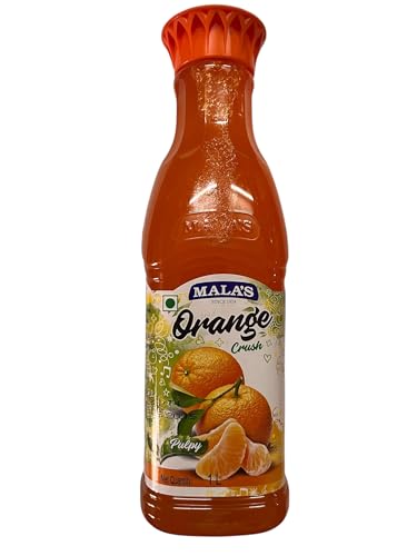 Image of Mala's Mala Orange Crush Fruit Drink - 1 Litre Bottle, 1000 G, No Preservatives (Pack of 3)