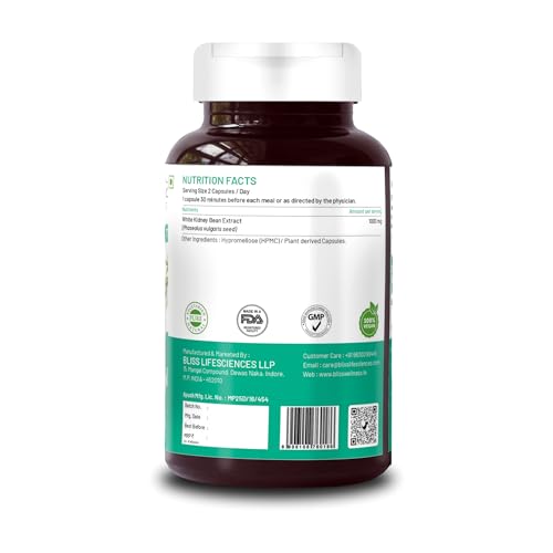 Bliss Welness Carb Blocker Inhibitor | Premium White Kidney Bean Extract | Carbohydrate Control Weight & Sugar Management Supplement (Pack Of 2)