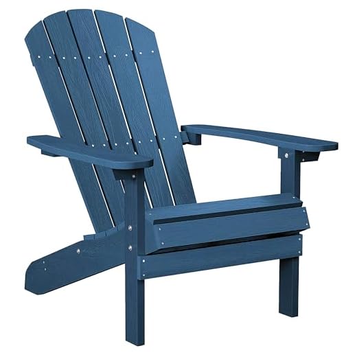 YEFU Adirondack Chair Weather Resistant: Outdoor Chair HIPS Plastic Adirondack Chairs - Patio Chairs with Wood Texture - Lawn Fire Pit Deck Porch Garden Chairs for Adults (Navy Blue)