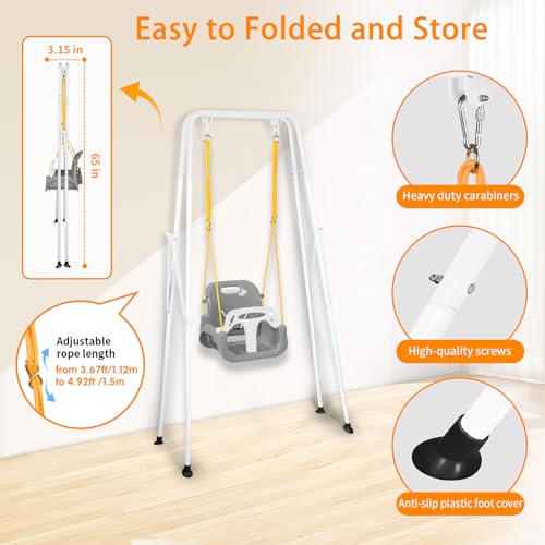 Image of 4 in 1 Toddler Swing Set & Baby Jumper, Foldable Swing Set for Backyard