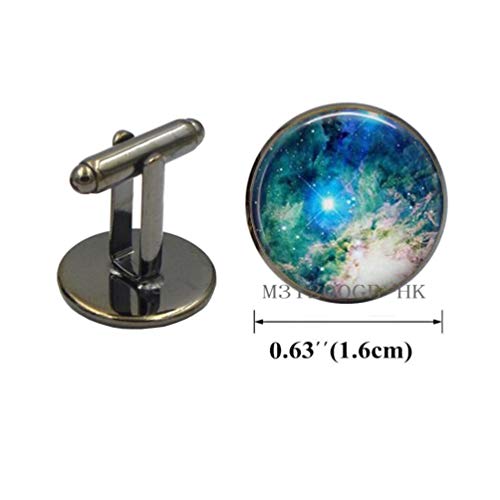 Botewo0lbei Beautiful Nebula Cuff Links, Space Sky Cufflinks, Space Jewelry, Galaxy Space Cufflinks,Blue Sky Jewelry, Constellation Art Cuff Links-MT380 (W4)