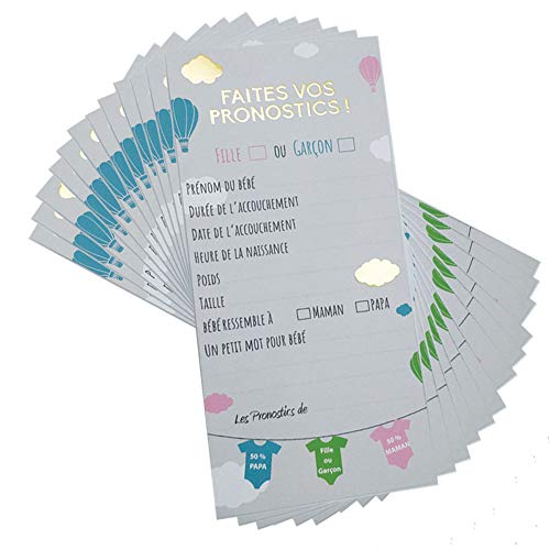 20 Cartes Pronostic Pour Baby Shower Mixte - Jeu et Pronostics de Naissance à Faire entre Amies (FIlle ou Garçon, 20 Cartes) Cover