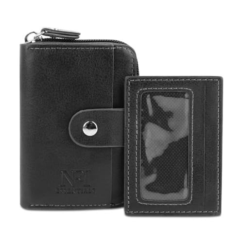 Image of Classic Unisex Genuine Leather Wallet with Zipper | RFID Blocking Card Holder Zipper Wallet(Black)