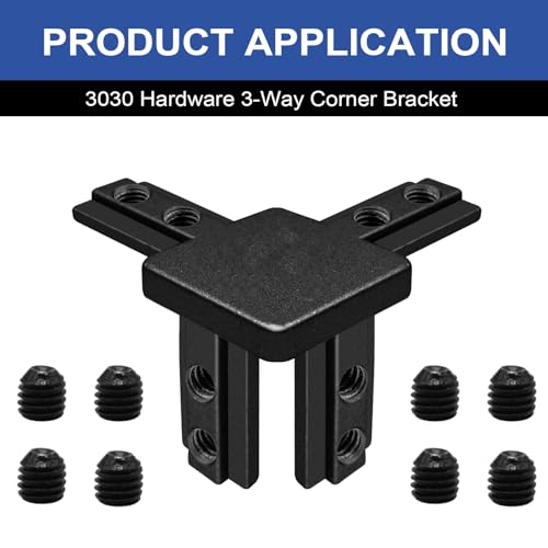Image of 12pcs 3030 Hardware 3-Way Corner Bracket Angel Connector 3030 Aluminum Extrusion V-Slot Accessories T-Slotted with Screws for 3030 Aluminum Profile 3D Printer Frame Accessories Black