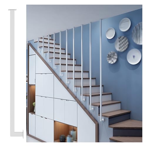 QHZYMX Garde Corps Escalier Balustre D'escalier Carré À Hauteur Personnalisable, Broches Modernes Noires/dorées/Blanches pour Villa/Bureau/loft, Poteau De Séparation De Pièce(1 pc White,45cm/17.7in)