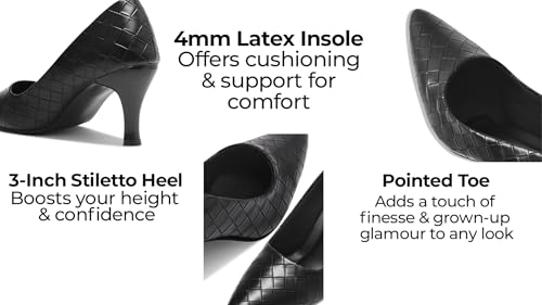Women’s Classic Black Heels – Pointed Toe High Heel Pump – Elegant Stiletto Heels for Office, Party, or Evening Wear4