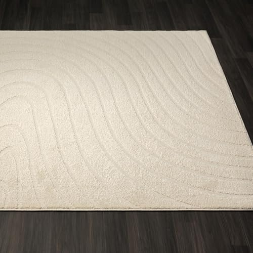 Tapete rectangular moderno 4x6 crema Luxe Weavers miniatura 4
