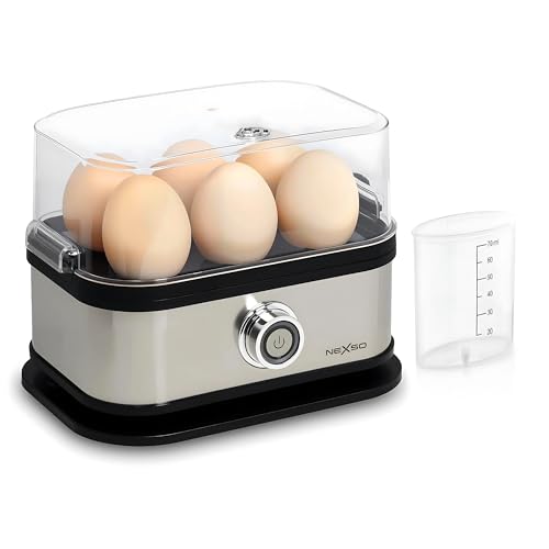 NEXSO Egg Boiler | Egg Electric Cooker with Auto Shut-Off Measuring Cup & Stainless Steel Body Soft Medium & Hard Boiled Eggs 200W Compact Design