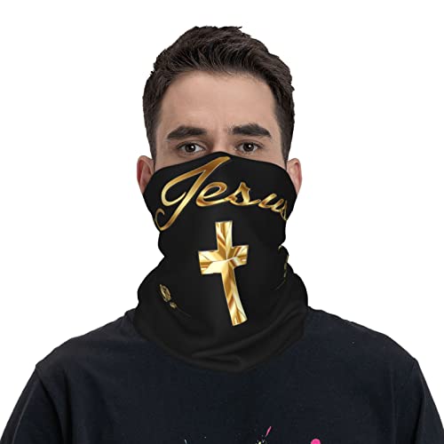 Jesus Christian Faith Cross Gold Seamless Neck Gaiter Face Mask Seamless UV Protection Shield Scarf Bandana for Motorcycle Cycling Riding Running Headbands4
