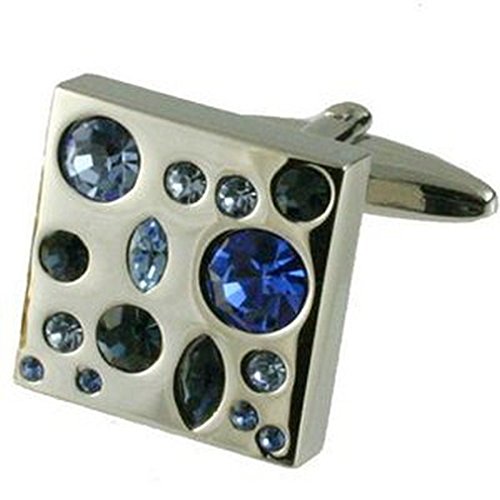 Mancuernillas con Cristal Azul Zafiro para Hombre