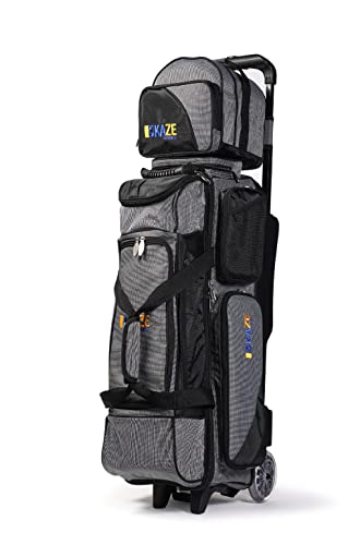 KAZE SPORTS Rodillo de Bolos de 3 Bolas + 1 Bolsa de Repuesto Adicional (Negro-Gris)