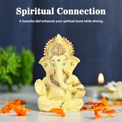 Image of ZAICUS Small Ganesha Idol for Car Dashboar, Handcrafted Ganesha Statue for Car, Home, Office - Symbol of Good Luck, Prosperity, and Blessings for Loved Ones and Spiritual Dcor