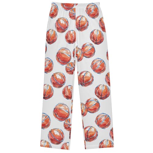 Boy's Pants Basketball Drawing Jogger Pants Elastic Waist Long Bottoms Trousers with Pockets 6-14 Years