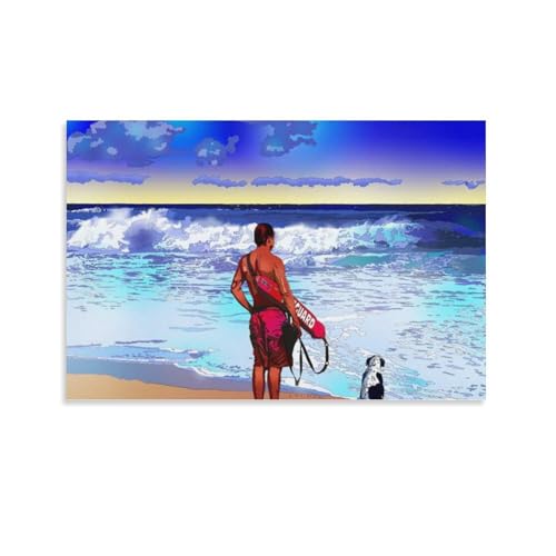 ��؉p�l�u�T���f�B�[�r�[�`�̃��C�t�K�[�h�v�|�X�^�[ �z�[������ �p�l�� �ǃA�[�g ����Ǌ|�� �G�� �ŉ� �|�p��i �C���e���A20x30inch(50x75cm)