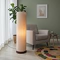 Tall Cylinder Floor Lamp with Fabric Shade – Modern Standing Light for Living Room, Bedroom, Office & Lounge – Ambient Corner Lighting Fixture (Beige)