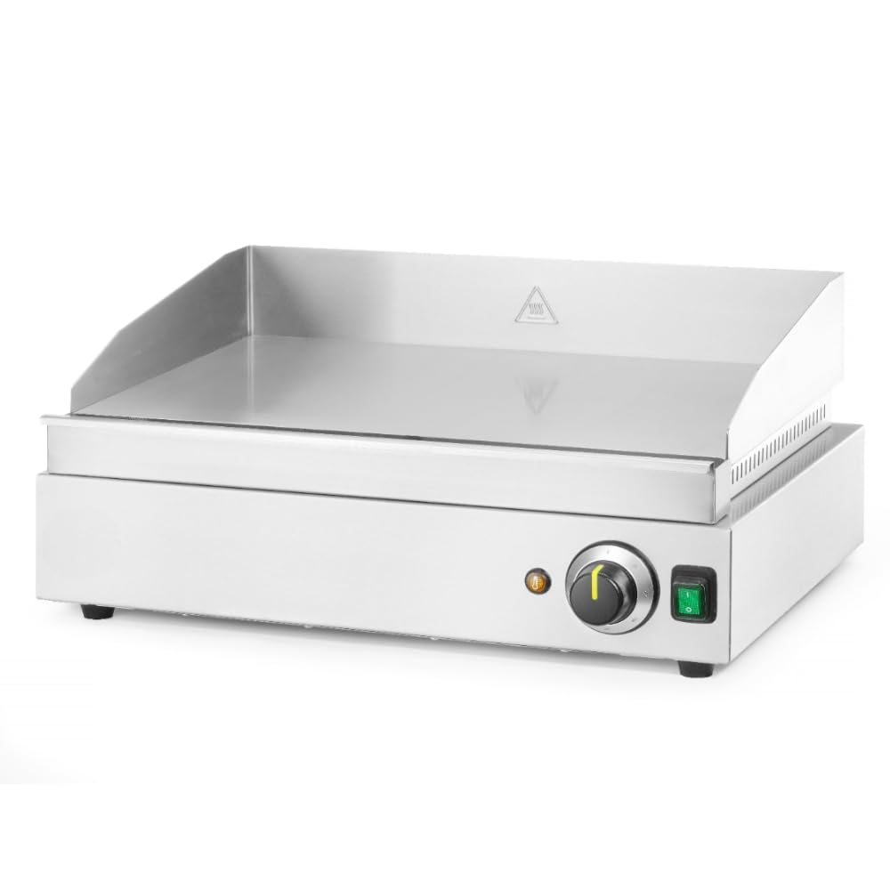 MBH - Piastra professionale in acciaio inox con superficie liscia. Ferro elettrico cromato duro per bar ristorante ad alta resistenza