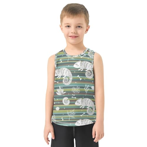 J JOYSAY Chameleon Colorful Stripes Boys Tank Top Sleeveless Muscle Shirts Quick Dry Active Sport Workout Kids T-Shirts 3-15T2