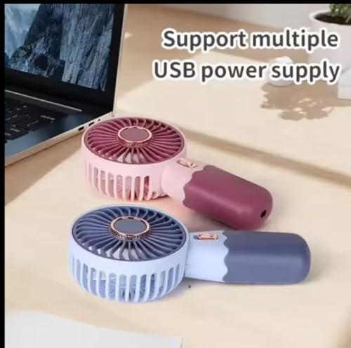 Image of MIRADH Mini Handheld Fan (Upto 2 Hours Running) Rechargeable Battery Operated Portable Fan, Desk Fan, Carry It Anywhere (SKY BLUE)
