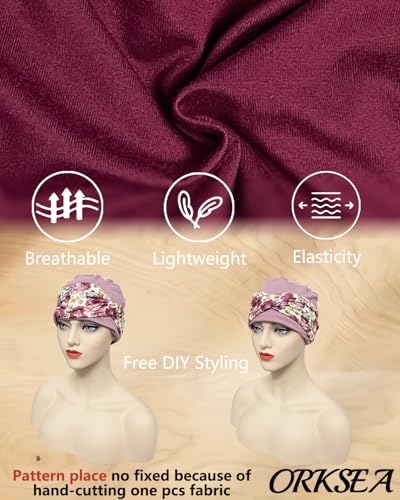 Image of Chemo Headwear for Women Knot Beanies with Stretch Elastic Turbans Soft Cancer Hats Head Coverings Scarf Headwraps