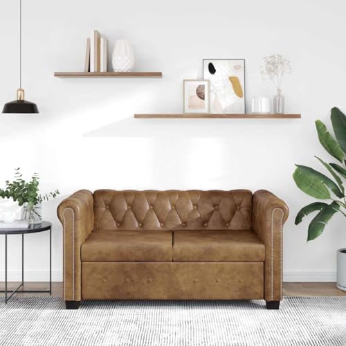 Willood Chesterfield-Sofa 2-Sitzer Kunstleder Braun, v243619y