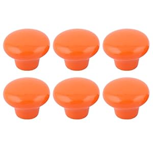 sourcing map Ceramica Casa Hotel Rotondo Mobili Credenza Guardaroba Cassetto Tirare Manopole 6 pz arancia