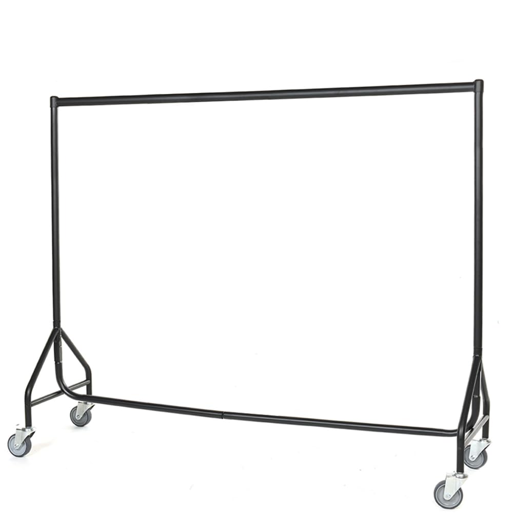 Shopfitting Warehouse Reinforced Heavy Duty Clothes Rail with Heavy Duty Wheels - 6ft Wide, Black