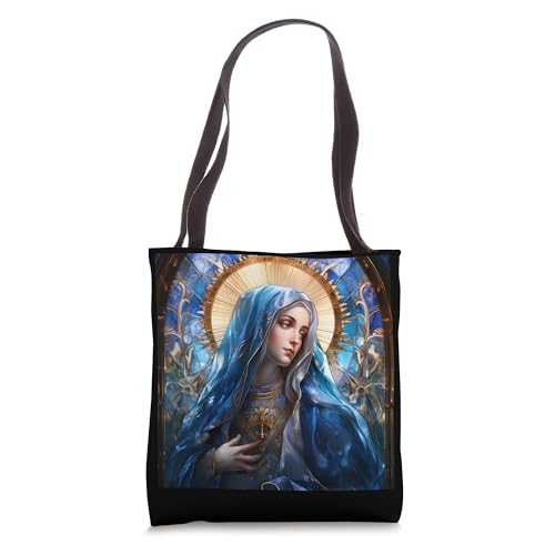 Bolso tote con vitral de la Virgen María Bendita miniatura 1