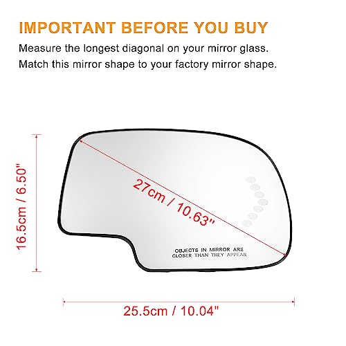X AUTOHAUX Car Right Rearview Heated Glass for Chevy Silverado Avalanche Suburban for GMC Sierra 1500 2500 2003-2006 - Image 4