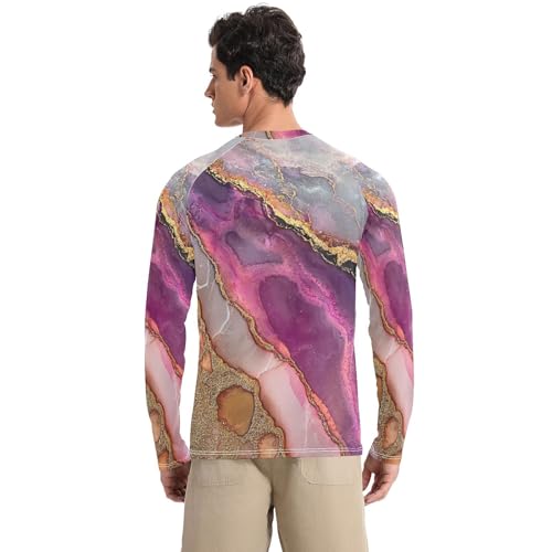 Marble Neutral Hot Pink Men's UPF 50+ Slim fit Loose Long Sleeve Sun Protection UPF 50+ Water Fishing2