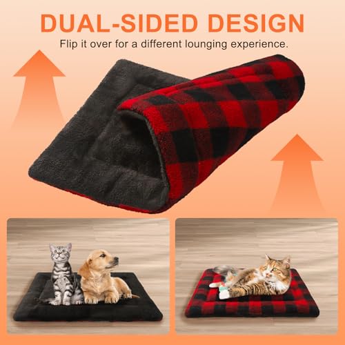 BEAUTYZOO-Self-Warming-Cat-Bed-Self-Heating-Cat-Pad-28-x-19-inch-Double-Sided-Heated-Cat-Dog-Mat-Soft-Thermal-Blanket-for-Indoor-Outdoor-Large-Kittens-Small-Puppy-Pets-Washable-Buffalo-Red