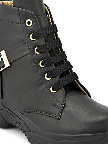 Image of Shoes for Women High Ankle Flat Heel Boot Shoes for Girls with Buckle