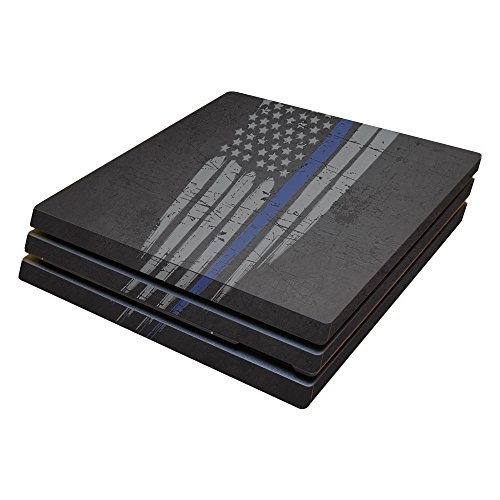 MightySkins Skin Compatible with Sony PS4 Pro Console - Thin Blue Line | Protective, Durable, and Unique Vinyl Decal wrap Cover | Easy to Apply, Remove, and Change Styles | Made in The USA