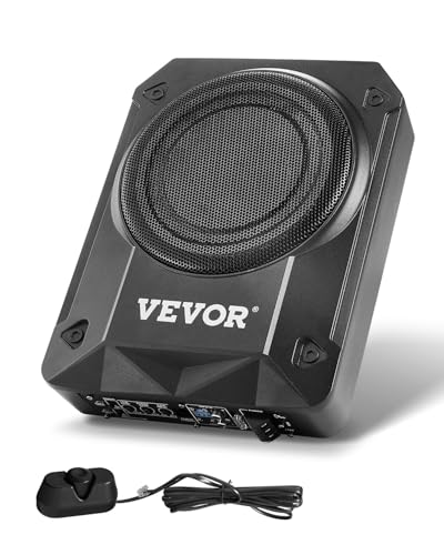 VEVOR Caisson de basses sous le siège de voiture, 800 W, haut-parleur de boîtier de basses de voiture mince, 203 mm, amplificateur intégré, entrée de...