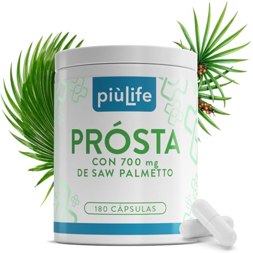 Saw Palmetto 700mg Prostata Capsulas Inflamada 180 PiùLife, Serenoa Repens Con Pygeum Africanum, Extracto De Arándano, Calabaza, Ortiga, Suplemento Vías Urinarias Hombre
