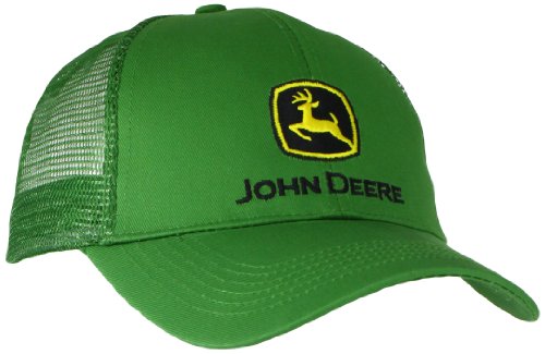 John Deere Embroidered Logo Mesh Back Baseball Hat - One-Size - Men's - JD Green