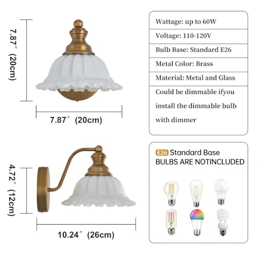 Image of XIEDUN Vanity Light Brass Wall Sconces Vintage Bathroom Sconces