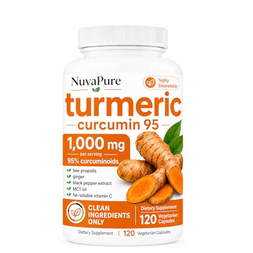 NuvaPure Turmeric Curcumin 95 with Black Pepper 120 Capsules
