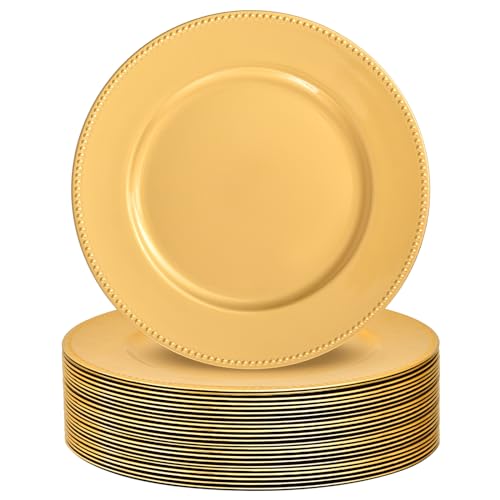 YJYQHYX 24 Pack Gold Charger Plates 13