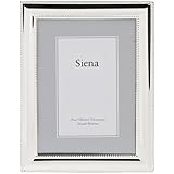 Siena Double Border Bead Silver Picture Frame, Tarnish Resistant Finish, Perfect Photo Frame for any End Table, Credenza, Shelf, or Nightstand, Silver 5x7