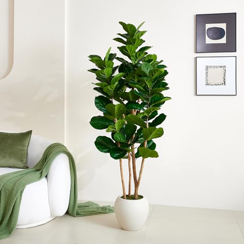 VeriNatural 6FT Artificial Fiddle Leaf Fig Tree with White Planter