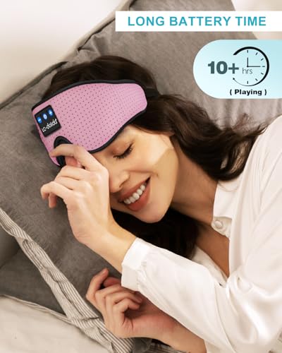 Image of LC-dolida Sleep Headphones, 3D Sleep Mask Bluetooth Wireless, Sleeping Headphones for Side Sleepers Sleep Eye Mask Music Weighted Sleeping Mask Meditation Gifts for Men Women (Rose Pink)