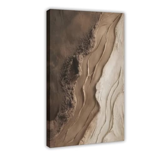 Abstract 3D Texture Canvas Wall Art Modern Neutral Beige and