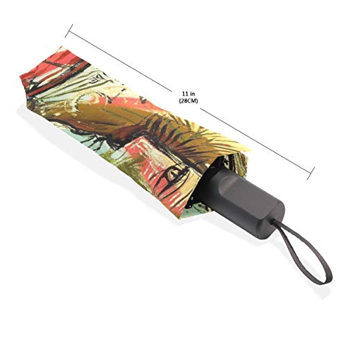 Huakz Van Gogh's Works Customized Umbrella Surface Design Woman Art 10.5"Long Portable Triple Folding Use Width 3.3-Foot Strong Windproof Bracket Abstract #TOP5