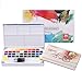 Juego de acuarelas profesionales 36 colores, incluye 36 colores de acuarela, 12 papeles de acuarela, 2 pinceles de tanque de agua, paleta de colores y 2 esponjas para principiantes y profesionales